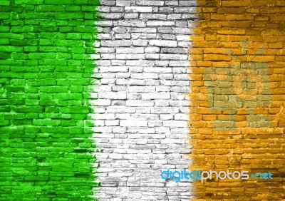 Ireland Flag Painted On Wall Stock Photo