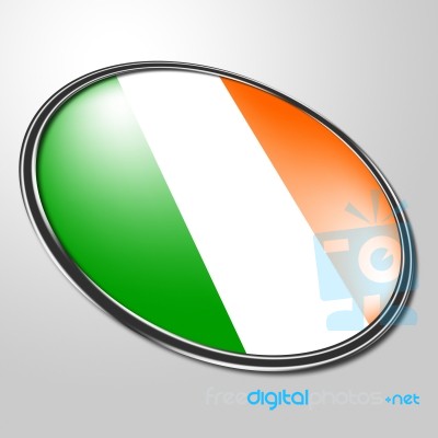 Irish Badge Means Waving Flag And Button Stock Image