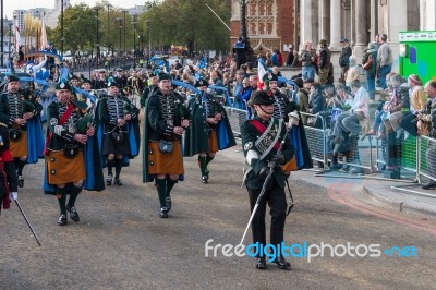 Irish Pipers Parading At The Lord Mayor's Show Stock Photo
