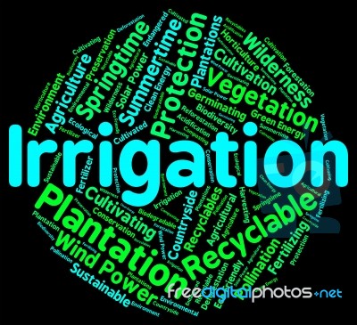 Irrigation Word Indicating Soak Watering And Soaking Stock Image