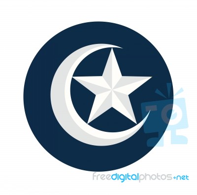 Islamic Flat Icon, Crescent Star Icon- Flat Design Stock Image