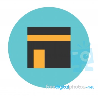 Islamic Flat Icon, Kaaba Icon- Flat Design Stock Image