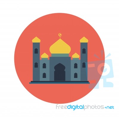 Islamic Flat Icon, Mosque Icon- Flat Design Stock Image