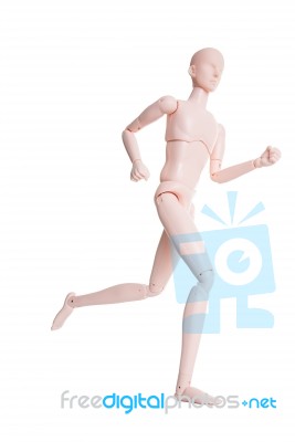 Isolate Running Pose Doll Stock Photo