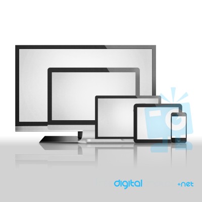 Isolated Paper Cut Of Tablet,smart Tv, Phone Mobile, Compute Stock Image