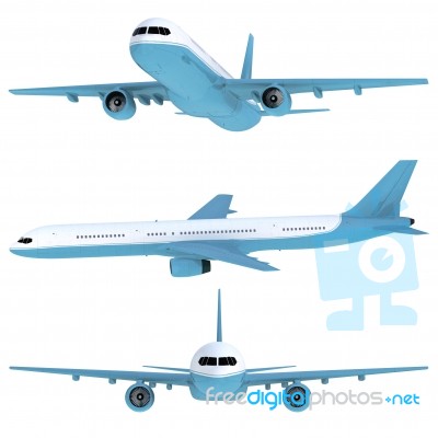 Isolated Passenger Jets, Three Different Type And Position Stock Image