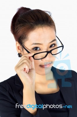 Isolated Young Business Woman Stock Photo