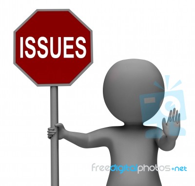 Issues Stop Sign Shows Stopping Problems Difficulty Or Troubles Stock Image