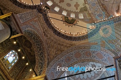 Istanbul, Turkey - May 26 : Interior View Of The Blue Mosque In Istanbul Turkey On May 26, 2018 Stock Photo
