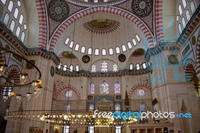 Istanbul, Turkey - May 28 : Interior View Of The Suleymaniye Mosque In Istanbul Turkey On May 28, 2018 Stock Photo