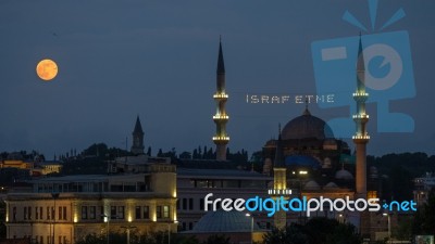 Istanbul, Turkey - May 29 : Night-time View Of Buildings In Ista… Stock Photo