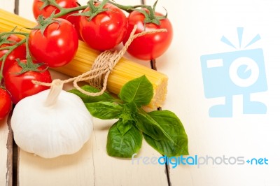 Italian Basic Pasta Ingredients Stock Photo