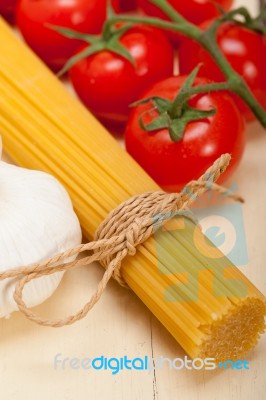 Italian Basic Pasta Ingredients Stock Photo