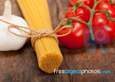 Italian Basic Pasta Ingredients Stock Photo