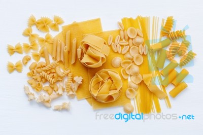 Italian Foods Concept And Menu Design. Assorted Types Of Pasta F… Stock Photo