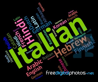 Italian Language Shows Foreign Translate And Vocabulary Stock Image