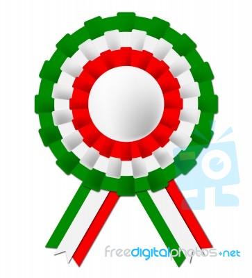 Italian Rosette Indicates Waving Flag And Badge Stock Image