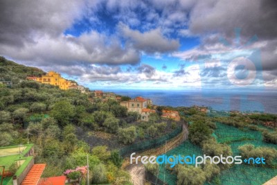 Italy Amalfi Coast And Ocean View Sorrento Stock Photo