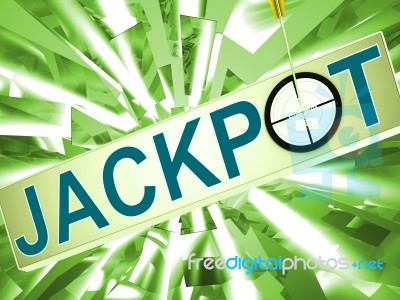 Jackpot Shows Lucky Winner Gambling In Vegas Stock Image