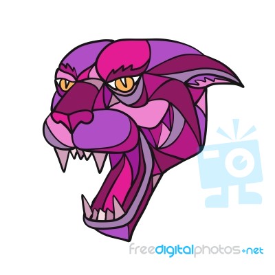 Jaguar Angry Head Mosaic Color Stock Image