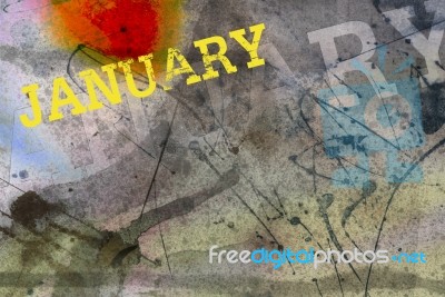 January Month Art Grunge Design Stock Image
