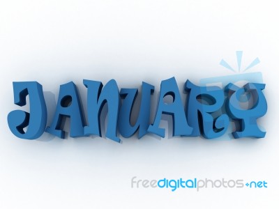 January Sign With Colour. 3d Paper Illustration Stock Image