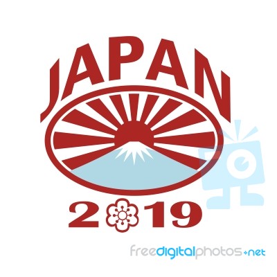 Japan 2019 Rugby Oval Ball Retro Stock Image