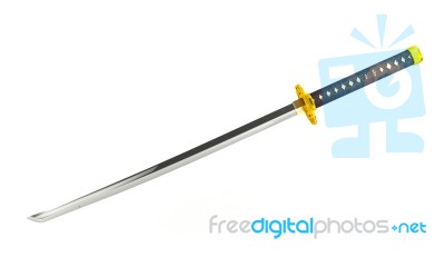 Japan Katana Sword Isolated On White Background, 3d Rendering Stock Image