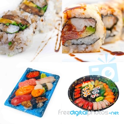 Japanese Sushi Collage Stock Photo