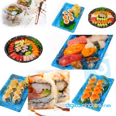 Japanese Sushi Collage Stock Photo