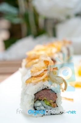 Japanese Sushi Rolls Maki Sushi Stock Photo