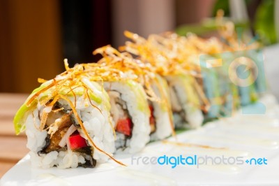 Japanese Sushi Rolls Maki Sushi Stock Photo