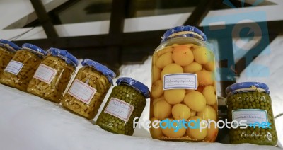Jars Of Vegetables In Budapest Stock Photo