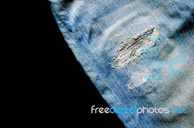 Jeans Lack On The Black Background For Isolate Stock Photo