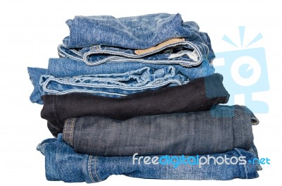 Jeans Stacked Stock Photo