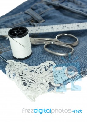 Jeans With Lace Stock Photo