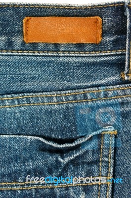 Jeans With Leather Label And Pocket Stock Photo