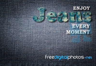 Jeans Word On Denim Background Stock Photo