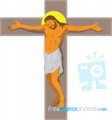Jesus Christ On Cross Retro Stock Image