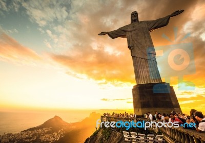 Jesus Christ Over Rio De Janeiro Stock Photo