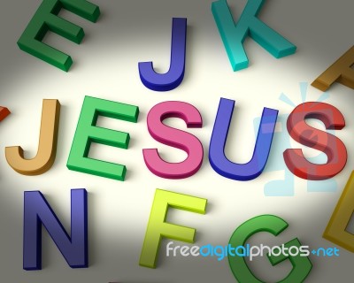 Jesus Written In Kids Letters Stock Image