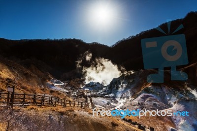 Jigokudani Hell Valley ,noboribetsu Stock Photo