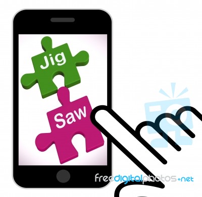 Jigsaw Displays Puzzle Game And Connecting Pieces Stock Image