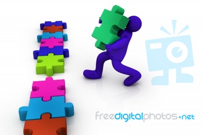Jigsaw Puzzles Being Linked Up Stock Image