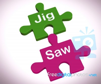 Jigsaw Shows Puzzle Game And Connecting Pieces Stock Image