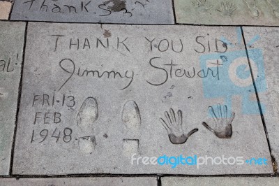 Jimmy Stewart Signature And Handprints Hollywood Stock Photo