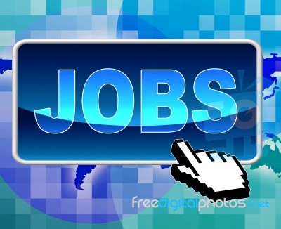 Jobs Button Shows World Wide Web And Position Stock Image