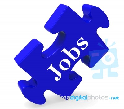 Jobs Puzzle Shows Recruitment Employment Or Hiring Stock Image
