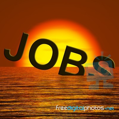 Jobs Word Sinking In Sea Stock Photo