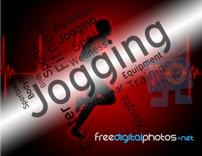 Jogging Word Shows Exercise Workout And Health Stock Image